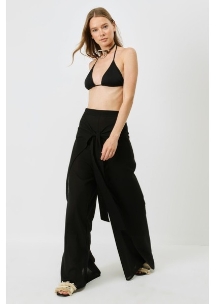 Kadın Belden Kuşaklı Pareo Pantolon 9078 Siyah modelleri