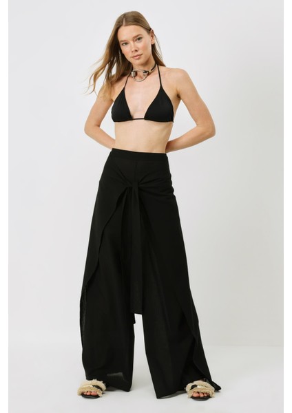 Kadın Belden Kuşaklı Pareo Pantolon 9078 Siyah indirimleri
