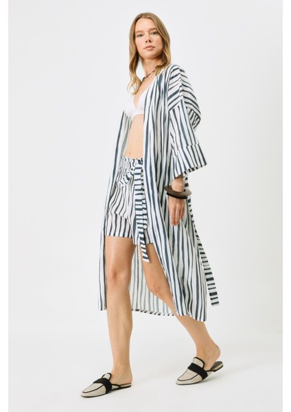 Şortlu Kimono Takım 9069 Mavi/beyaz fiyatları