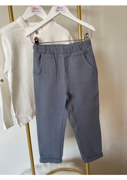 Erkek Çocuk Müslin Gömlek Pantolon Takım modelleri