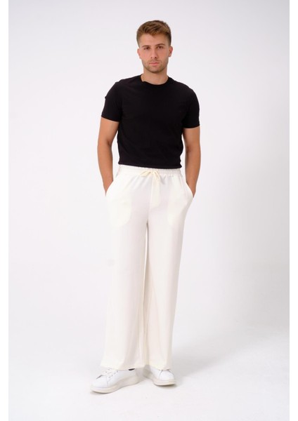Erkek Oversize Lastikli Baggy Eşofman Altı 786 Ekru