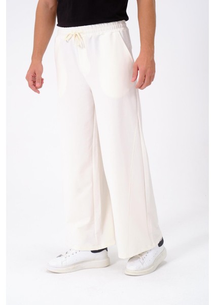 Erkek Oversize Lastikli Baggy Eşofman Altı 786 Ekru