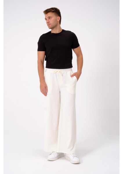 Erkek Oversize Lastikli Baggy Eşofman Altı 786 Ekru