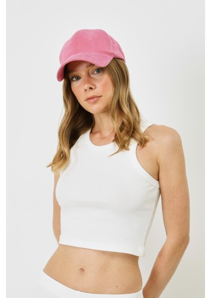 Kadın Halter Yaka Fitilli Esnek Crop Atlet 925 Ekru