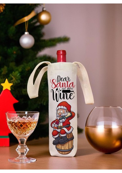 Yılbaşı Temalı Şaraplık Bez Çanta