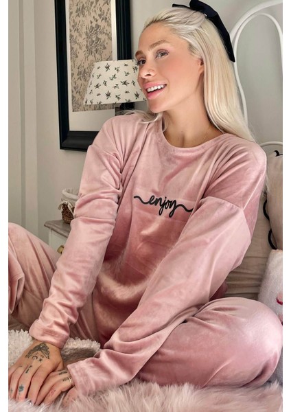 Pudra Enjoy Exclusive Kadife Kadın Pijama Takımı