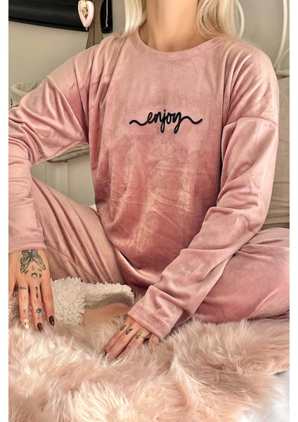Pudra Enjoy Exclusive Kadife Kadın Pijama Takımı