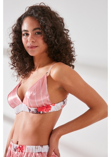 Saten Sütyen Şort Takım 9065 Pembe/Ekru fırsatları