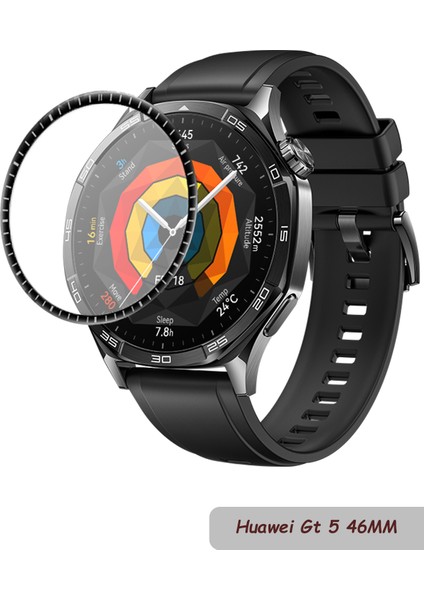 Huawei Watch Gt5 46MM Ekran Koruyucu Tam Kaplama Pet Pmma Siyah