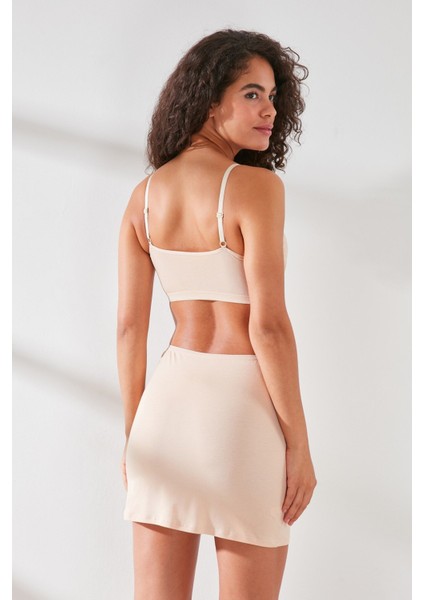 C11437 Kadın Modal Cotton Mini Jüpon Ten