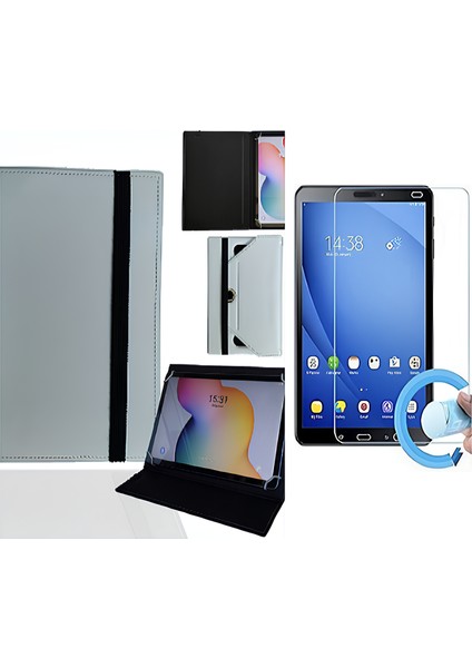 General Mobile E-Tab 20 10.1" Tablet Uyumlu Standlı Tablet Kılıfı + Nano Ekran Koruyucu