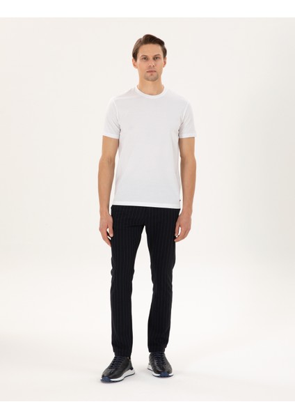 Erkek Lacivert Slim Fit Çizgili Kanvas Pantolon 50295931-VR033 modelleri