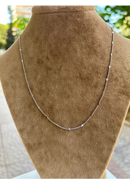 Vıp Çelik Silver Ezme Zincir Kolye (45CM)