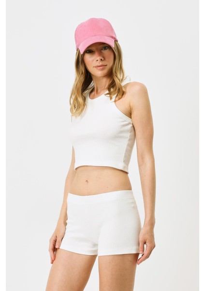 Kadın Fitilli Örme Kısa Boxer 930 Ekru