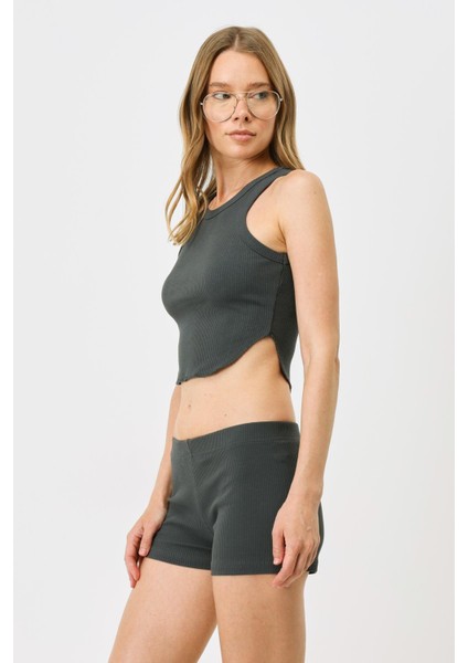 Kadın Fitilli Örme Kısa Boxer 930 Füme modelleri