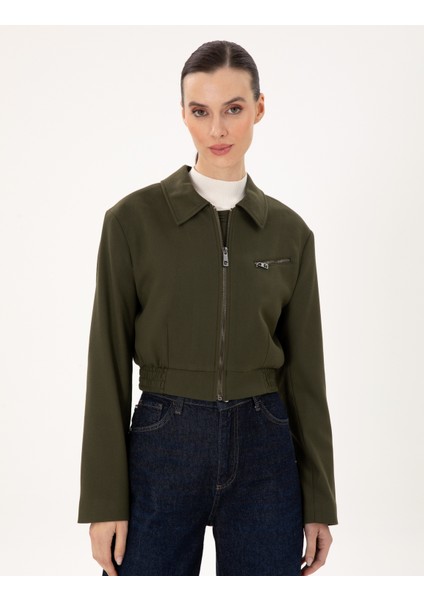 Kadın Haki Crop Top Ceket 50290809-VR027 modelleri