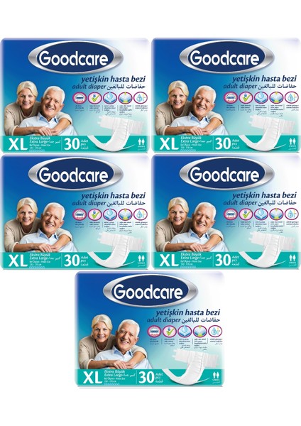 Goodcare Hasta Bezi Yetişkin Bel Bantlı Tekstil Yüzey Xl Extra Large- Ekstra Büyük 150 Adet (5pk*30)