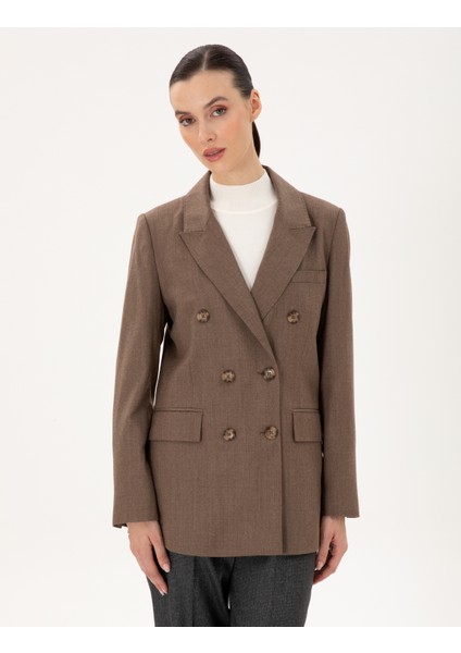 Kadın Vizon Regular Fit Yün Ceket 50294231-VR052