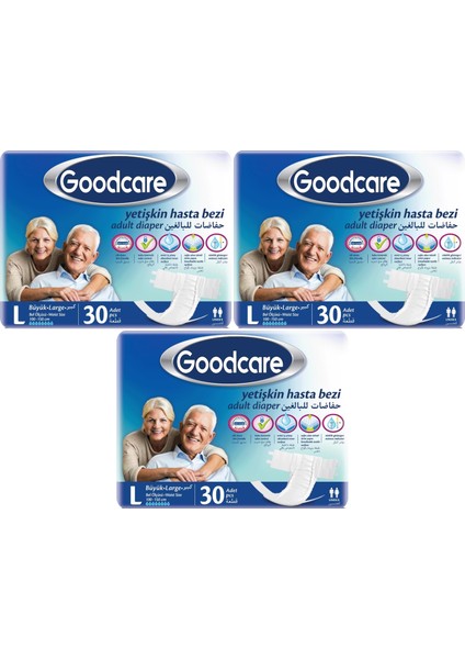 Goodcare Hasta Bezi Yetişkin Bel Bantlı Tekstil Yüzey L Large - Büyük 90 Adet (3pk*30)