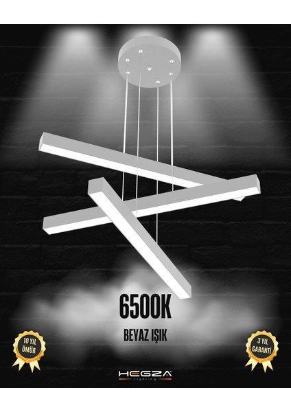 Trillizo (Gri Kasa, Beyaz Işık) Ledli Modern Sarkıt Linear LED Avize Salon Mutfak Oturma Odası Yatak Odası Antre Hol LED