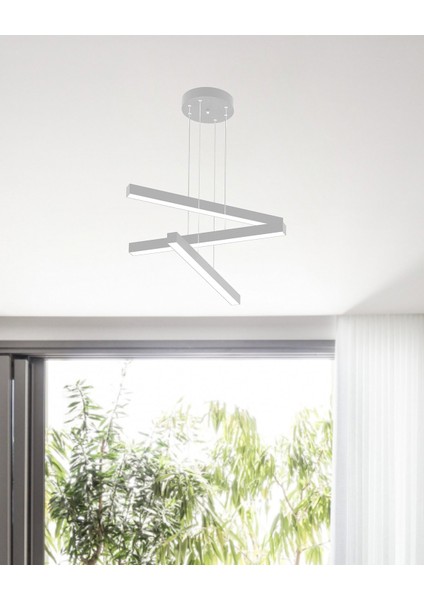 Trillizo (Gri Kasa, Beyaz Işık) Ledli Modern Sarkıt Linear LED Avize Salon Mutfak Oturma Odası Yatak Odası Antre Hol LED fiyatları