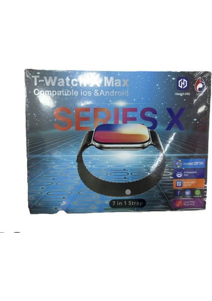 T-Watch X Max 46 mm Akıllı Saat 7 Kordon Bir Arada Çok Fonksiyonlu