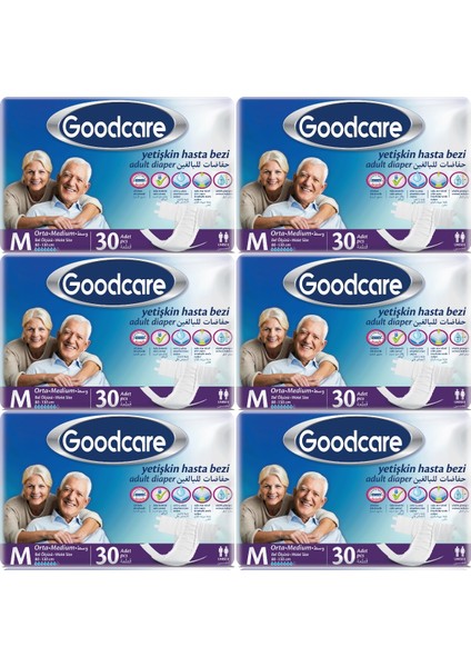Goodcare Hasta Bezi Yetişkin Bel Bantlı Tekstil Yüzey M Medium - Orta 180 Adet (6pk*30)