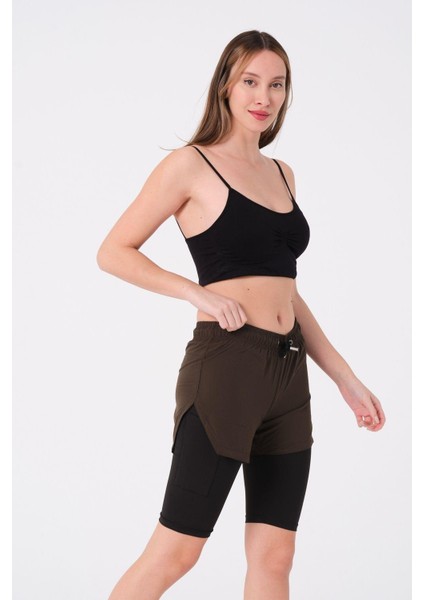 Kadın Taytlı Deniz Şort 870 Haki