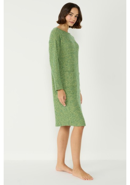 Kaşkorse Kayık Yaka Düşük Omuz Uzun Kol Cepli Elbise 405047 Haki fırsatları