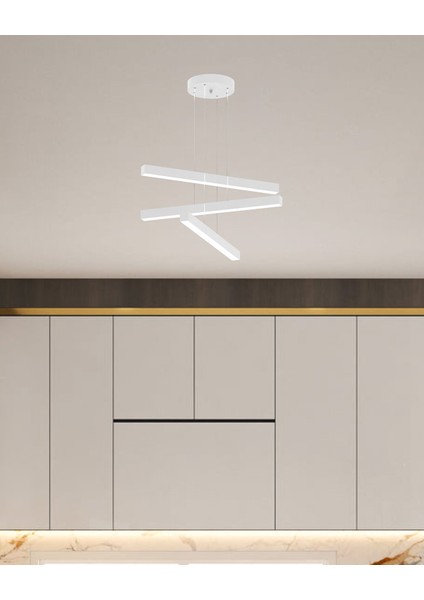 Trillizo (Beyaz Kasa, Sarı Işık) Ledli Modern Sarkıt Linear LED Avize Salon Mutfak Oturma Odası Yatak Odası Antre Hol LED fiyatları