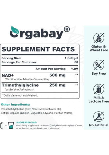 Liposomal Nad+ 500 Mg, High Absorption, Boost Nad+ Tmg 250 Mg, Nicotinamide Riboside, Energy, Healthy Aging 60 SOFTGELS.3737