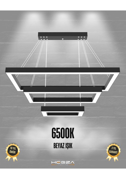 Hermano (Siyah Kasa, Beyaz Işık) Ledli Modern Sarkıt Linear LED Avize Salon Mutfak Oturma Odası Yatak Odası Antre Hol LED