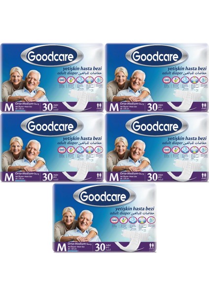 Goodcare Hasta Bezi Yetişkin Bel Bantlı Tekstil Yüzey M Medium - Orta 150 Adet (5pk*30)