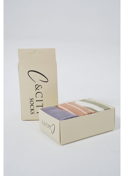 Çizgili Uzun 3'lü Soket Çorap Seti Çikolata fiyatları