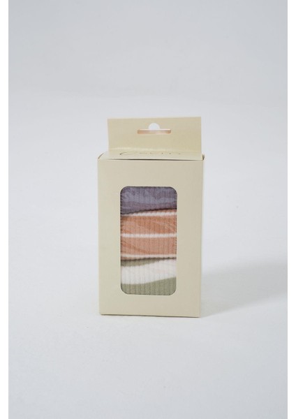 Çizgili Uzun 3'lü Soket Çorap Seti Çikolata fırsatları