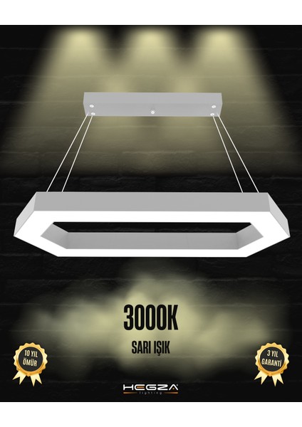 Joya (Gri Kasa, Sarı Işık) Ledli Modern Sarkıt Linear LED Avize Salon Mutfak Oturma Odası Yatak Odası Antre Hol LED