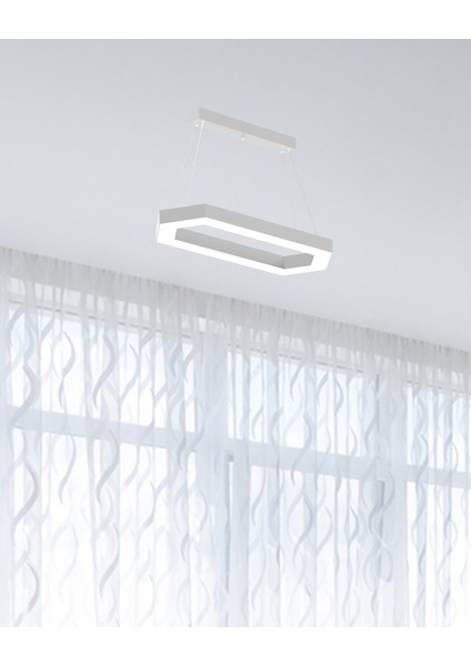 Joya (Gri Kasa, Sarı Işık) Ledli Modern Sarkıt Linear LED Avize Salon Mutfak Oturma Odası Yatak Odası Antre Hol LED