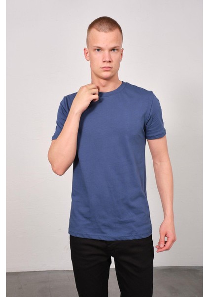 Erkek Bisiklet Yaka 2'li Regular Fit Basic T-Shirt 990 Kahverengi/indigo fiyatları