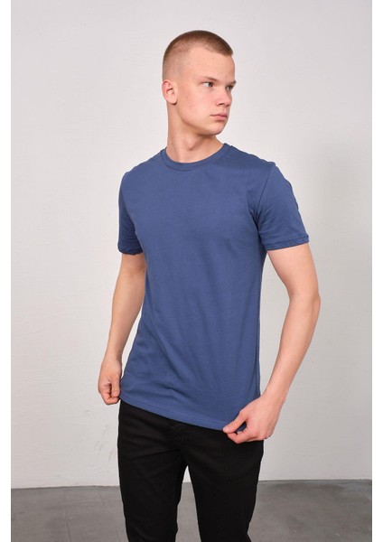 Erkek Bisiklet Yaka 2'li Regular Fit Basic T-Shirt 990 Kahverengi/indigo fırsatları