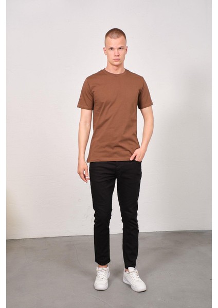 Erkek Bisiklet Yaka 2'li Regular Fit Basic T-Shirt 990 Kahverengi/indigo indirimleri