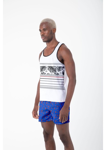 Erkek Atlet Sıfır Kol Baskılı T-Shirt M-0392