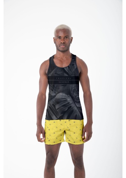 Erkek Atlet Sıfır Kol Baskılı T-Shirt M-0390