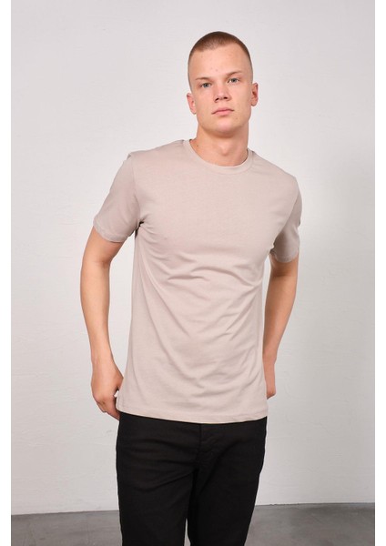 Erkek Bisiklet Yaka 2'li Regular Fit Basic T-Shirt 990 Gri/siyah