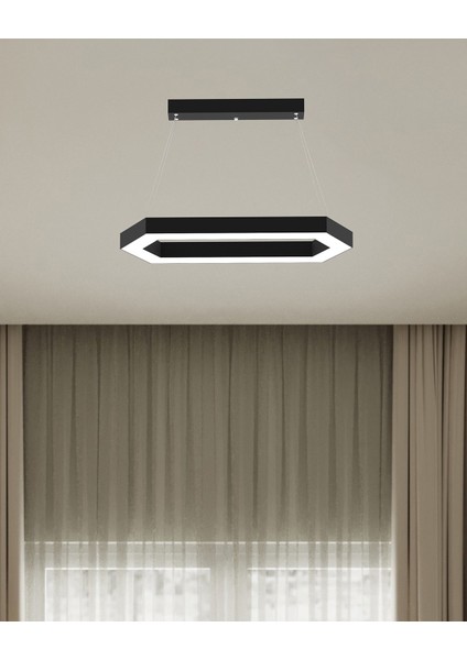 Joya (Siyah Kasa, Beyaz Işık) Ledli Modern Sarkıt Linear LED Avize Salon Mutfak Oturma Odası Yatak Odası Antre Hol LED