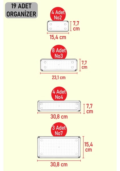 Color House 19 Adet Kaşıklık Kepçelik Organizer Modüler Çekmece Içi Düzenleyici