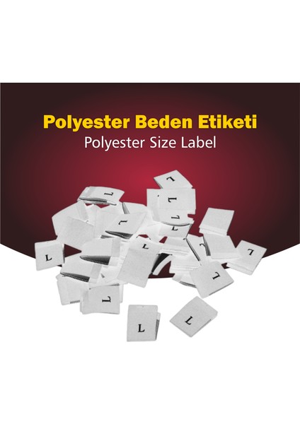 Giyim Etiketi / L Beden Beyaz Renk Polyester Dokuma Orta Katlama - 500 Adet