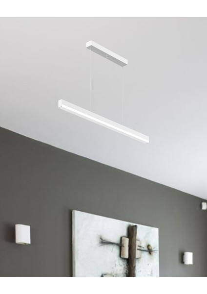 Magro 100CM (Beyaz Kasa, Sarı Işık) Ledli Modern Sarkıt Linear LED Avize Salon Mutfak Oturma Odası Yatak Odası Antre Hol Ofis LED fiyatları