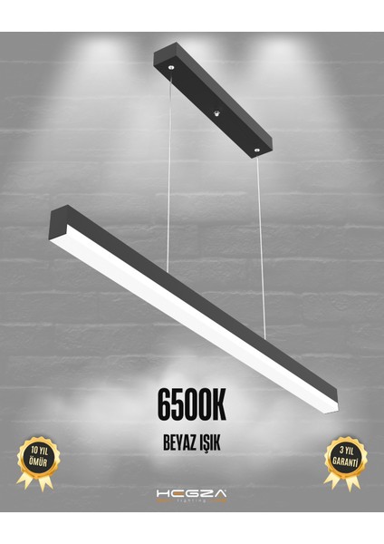 Magro 100CM (Siyah Kasa, Beyaz Işık) Ledli Modern Sarkıt Linear LED Avize Salon Mutfak Oturma Odası Yatak Odası Antre Hol Ofis LED
