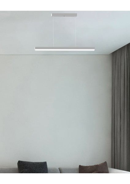 Magro 120CM (Gri Kasa, Sarı Işık) Ledli Modern Sarkıt Linear LED Avize Salon Mutfak Oturma Odası Yatak Odası Antre Hol Ofis LED