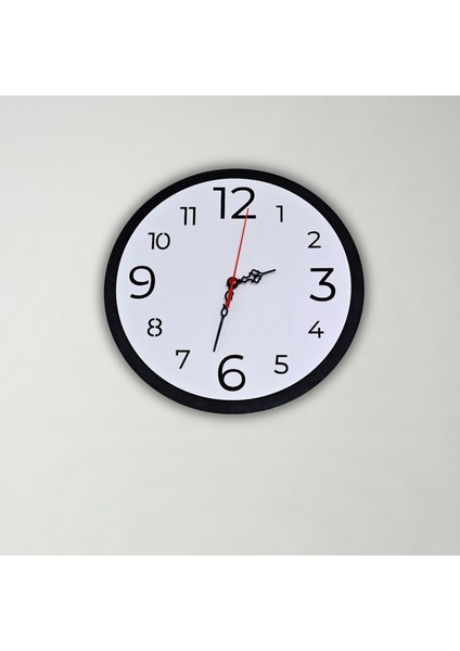 Klasik Ahşap Duvar Saati Yuvarlak Tasarım 30x30 cm Mekanik Çalışma